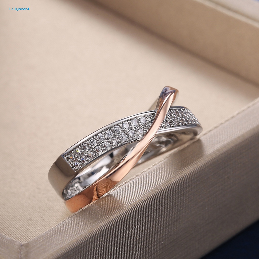 Lilyscent Cincin Alloy Two-Tone Untuk Dekorasi Harian Two Tone Plating Shiny X Ring Charming