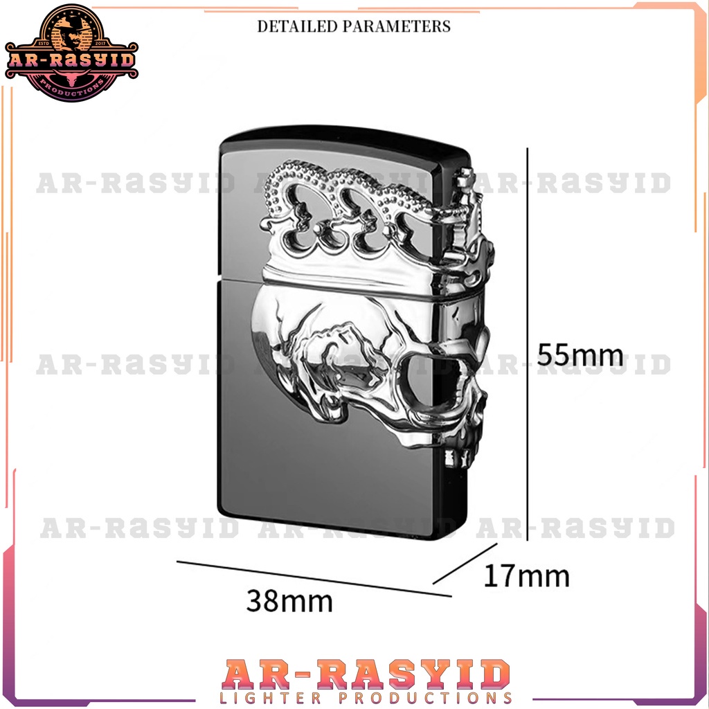 TERBARU! Korek Api Roda Api Gas Crown Skull Tengkorak Lighter XF-1913-1 BISA COD!