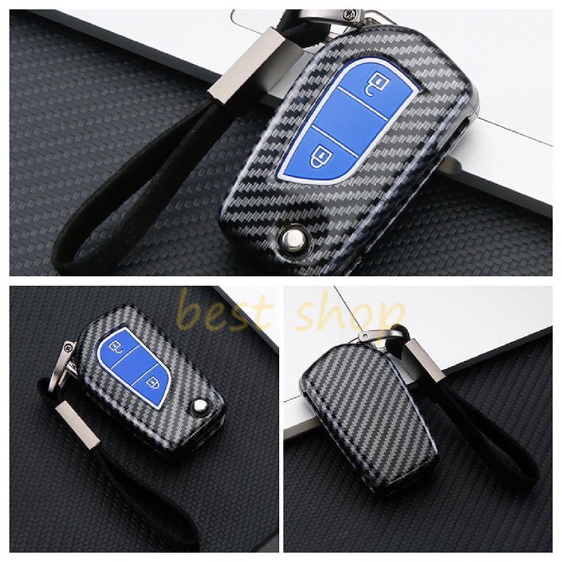 Carbon ABS Key Cover Case Fob Shell Untuk Toyota Forturner ALTIS REVO INNOVA Hilux Auris Corolla Avensis Verso Yaris