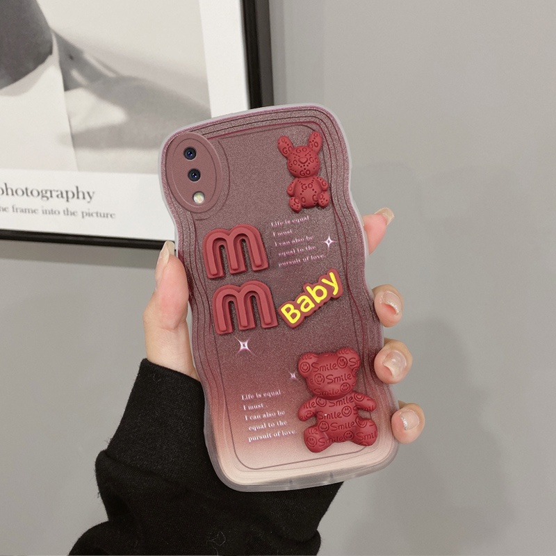 Andyh Casing Ponsel Untuk Samsung Galaxy A02 M02 Phone Case 3D Alphabet Bear Pelindung Kamera Pelindung Penutup Belakang Couple Case