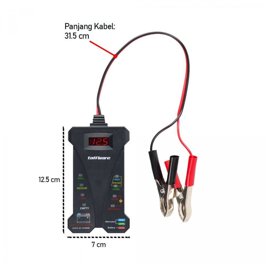 Voltmeter Analyzer Volt Tester Uji Baterai Alat Ukur Daya 12V LCD