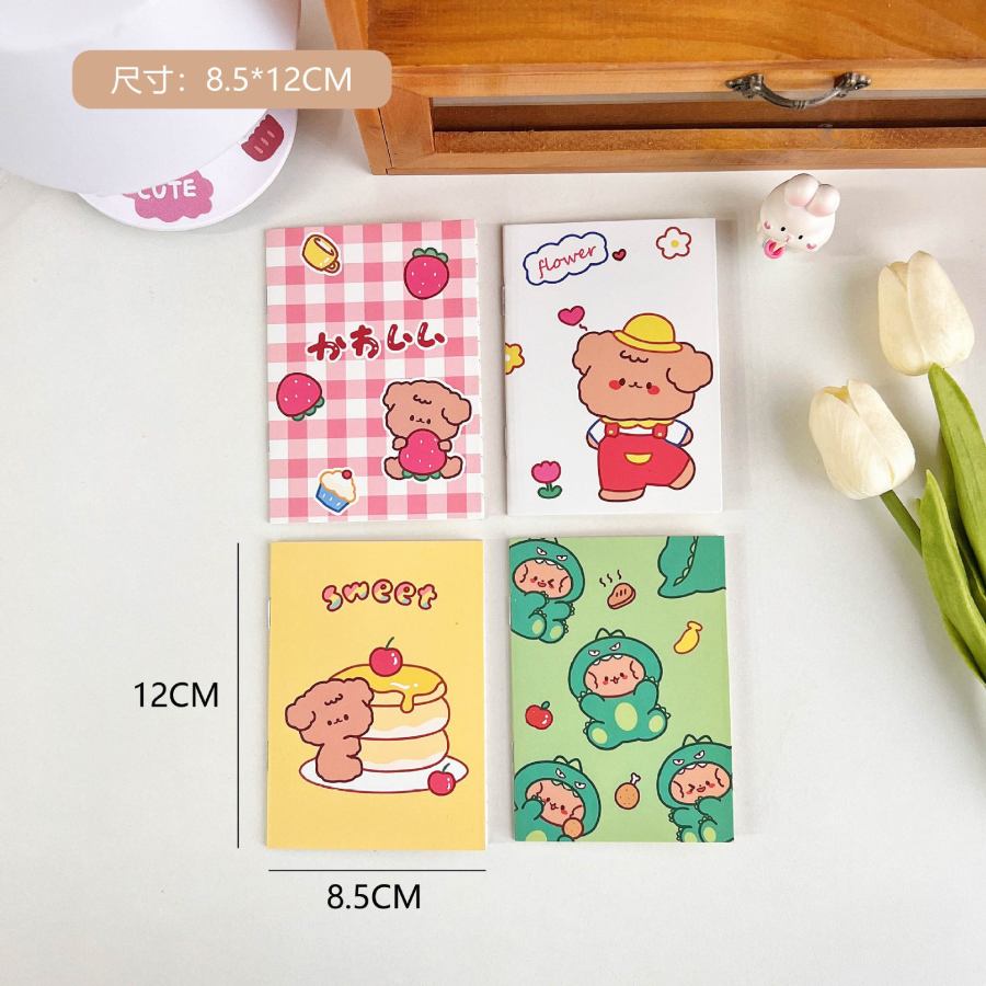 Mini Kartun Kosong Jurnal Diary Portabel Saku Notebook Kantor Perlengkapan Sekolah 8.5 * 12cm
