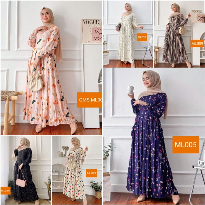 Tren Baju Muslim Gamis Milea Dress Syari Ld 120 Cm Pb 130 Cm Gamis Rayon Premium Dress Gamis Rayon P