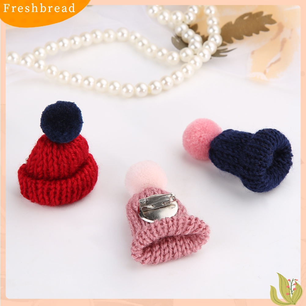 &lt; Freshbread &gt; Fashion Rajut Pom Pom Topi Bros Pin Wanita Natal Gaun Syal Aksesori