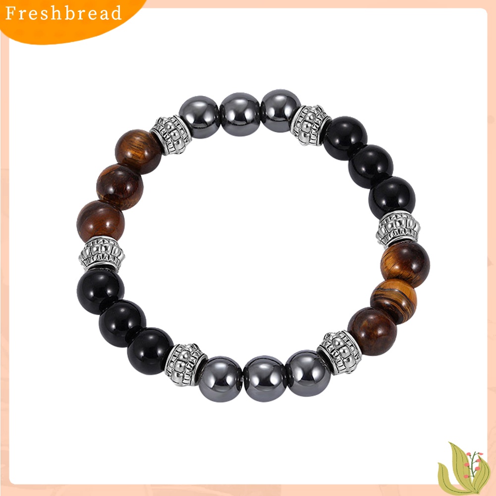 &lt; Freshbread &gt; Fashion Unisex Pumice Tiger Eye Stone Beads Gelang Pesona Tangan Pesta Perhiasan