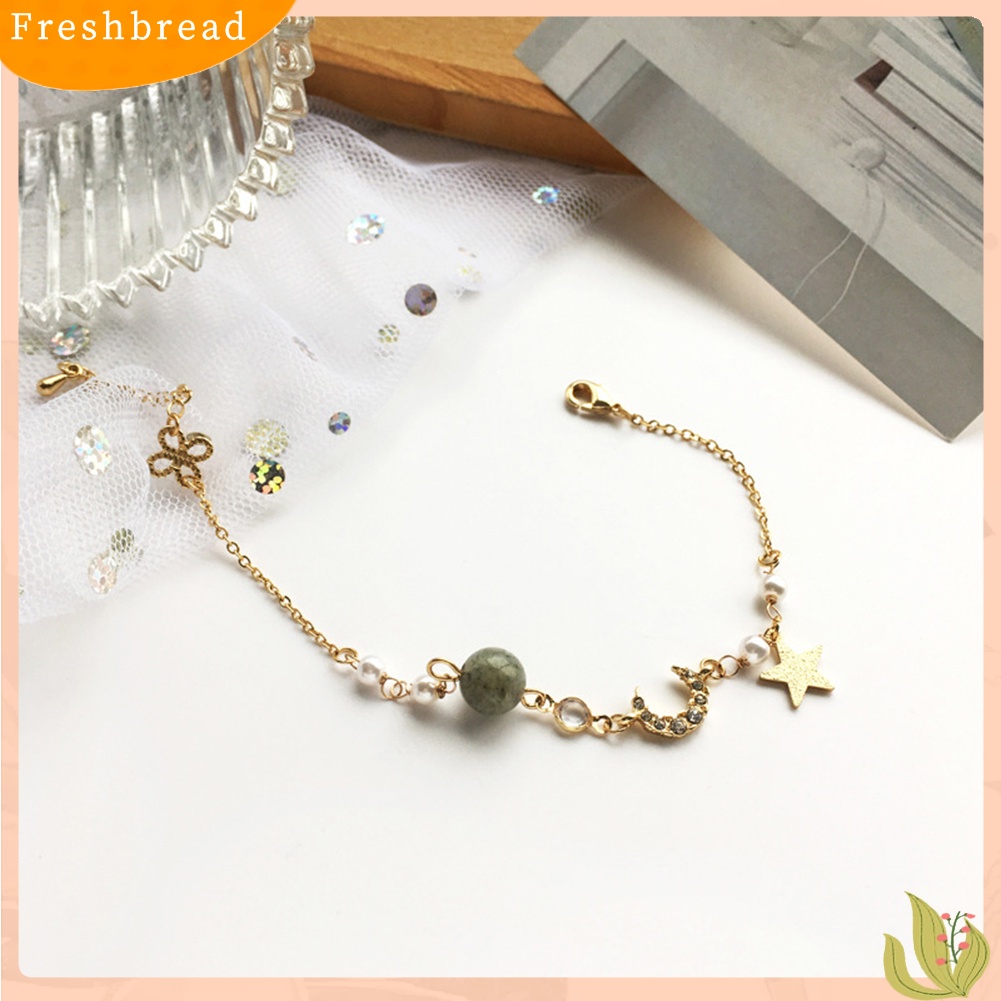 &lt; Freshbread &gt; Fashion Wanita Berlian Imitasi Bintang Bulan Manik Pesona Rantai Gelang Bangle Perhiasan Hadiah