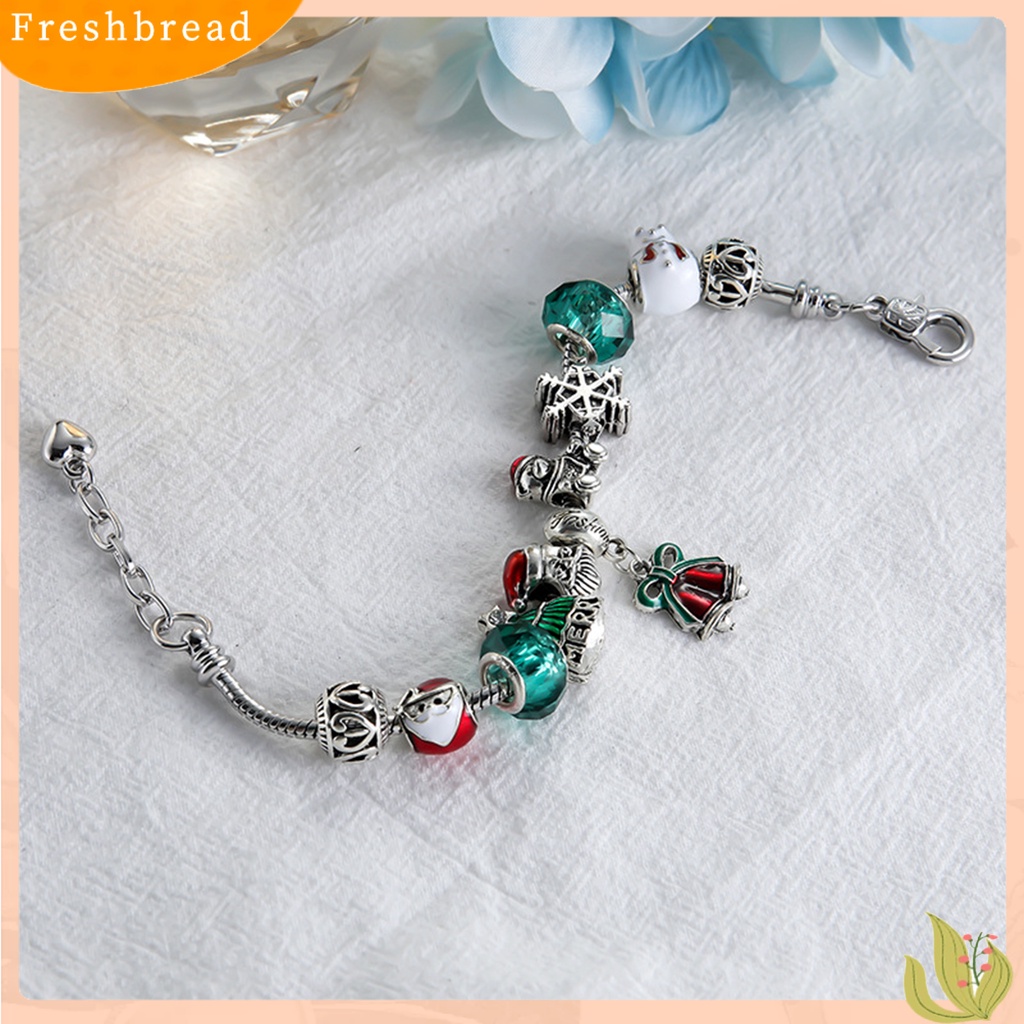 &lt; Freshbread &gt; Gelang Natal Bebas Alergi Semua Pertandingan Zinc Alloy Adjustable Menarik Gelang Manik-Manik Natal Untuk Wanita