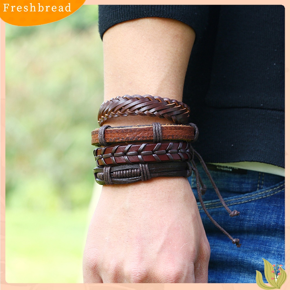 &lt; Freshbread &gt; 12Pcs/Set Vintage Pria Kulit Imitasi Multi-Layer Braided Gelang Perhiasan Hadiah