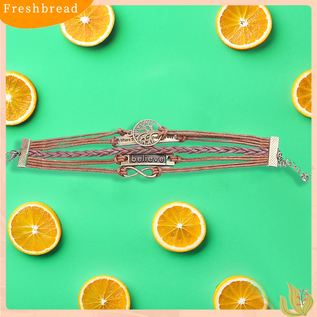 &lt; Freshbread &gt; Unisex Retro Multi Layer Kulit Imitasi Dikepang Gelang Bangles Perhiasan Hadiah