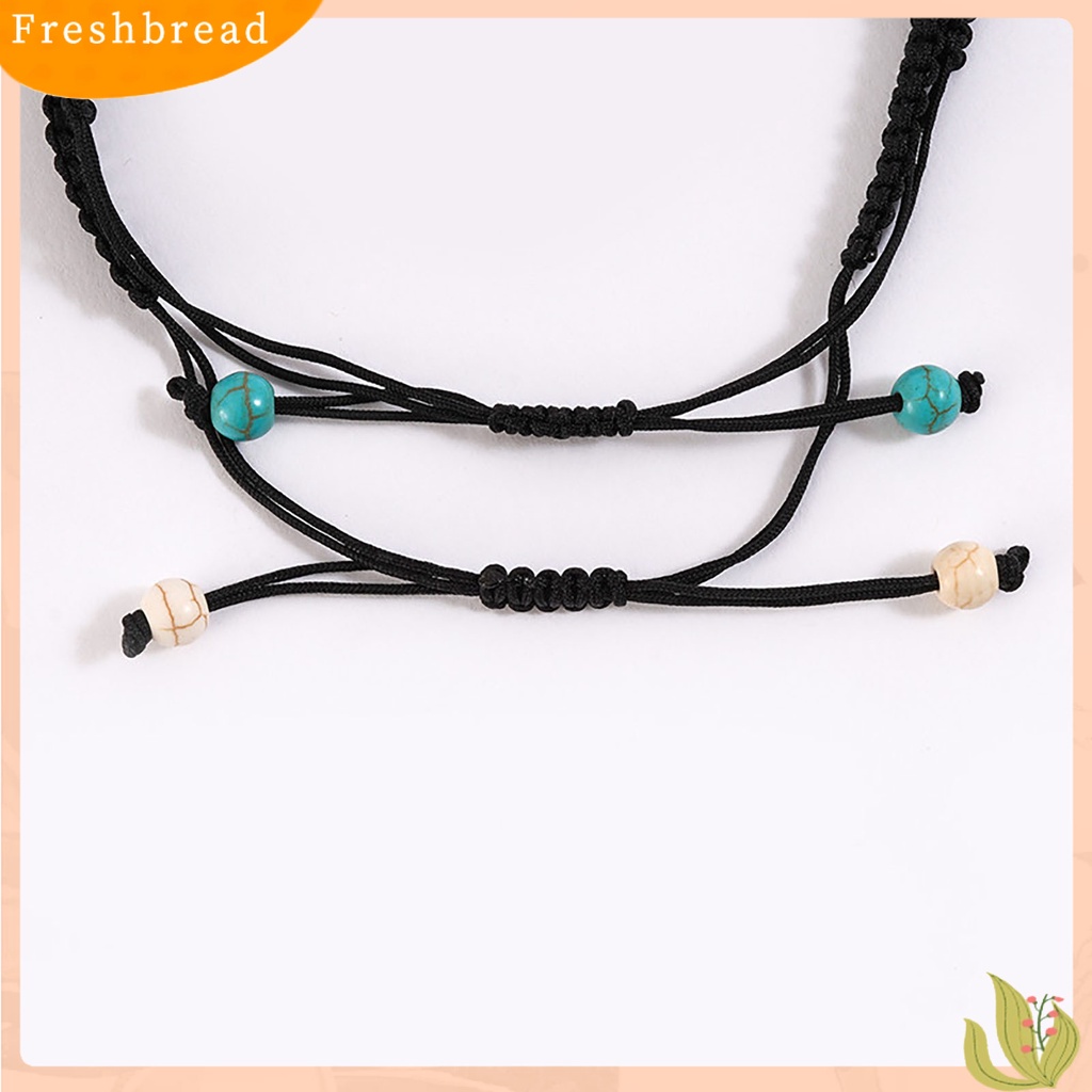 &lt; Freshbread &gt; 2Pcs Manik-Manik Gelang Retro Kura-Kura Dekorasi Buatan Tangan Adjustable Pengerjaan Halus Dekorasi Portabel Bohemian Batu Persahabatan Gelang Aksesori Pakaian