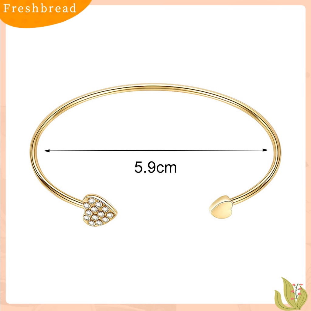 &lt; Freshbread &gt; Gelang Wanita Desain Pembukaan Yang Dapat Disesuaikan Berlian Imitasi Bersinar Hias Semua Pertandingan Dekorasi Berlapis Emas Gadis Hati Ganda Wanita Bangle Perhiasan Hadiah Untuk Pacaran