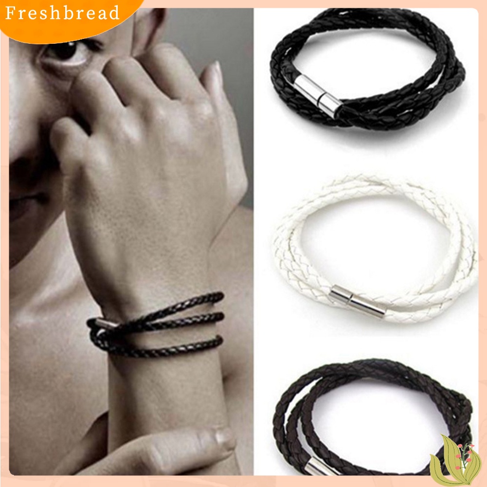 &lt; Freshbread &gt; Fashion Unisex Dikepang Tali Kulit ic Gesper Gelang Gelang Perhiasan