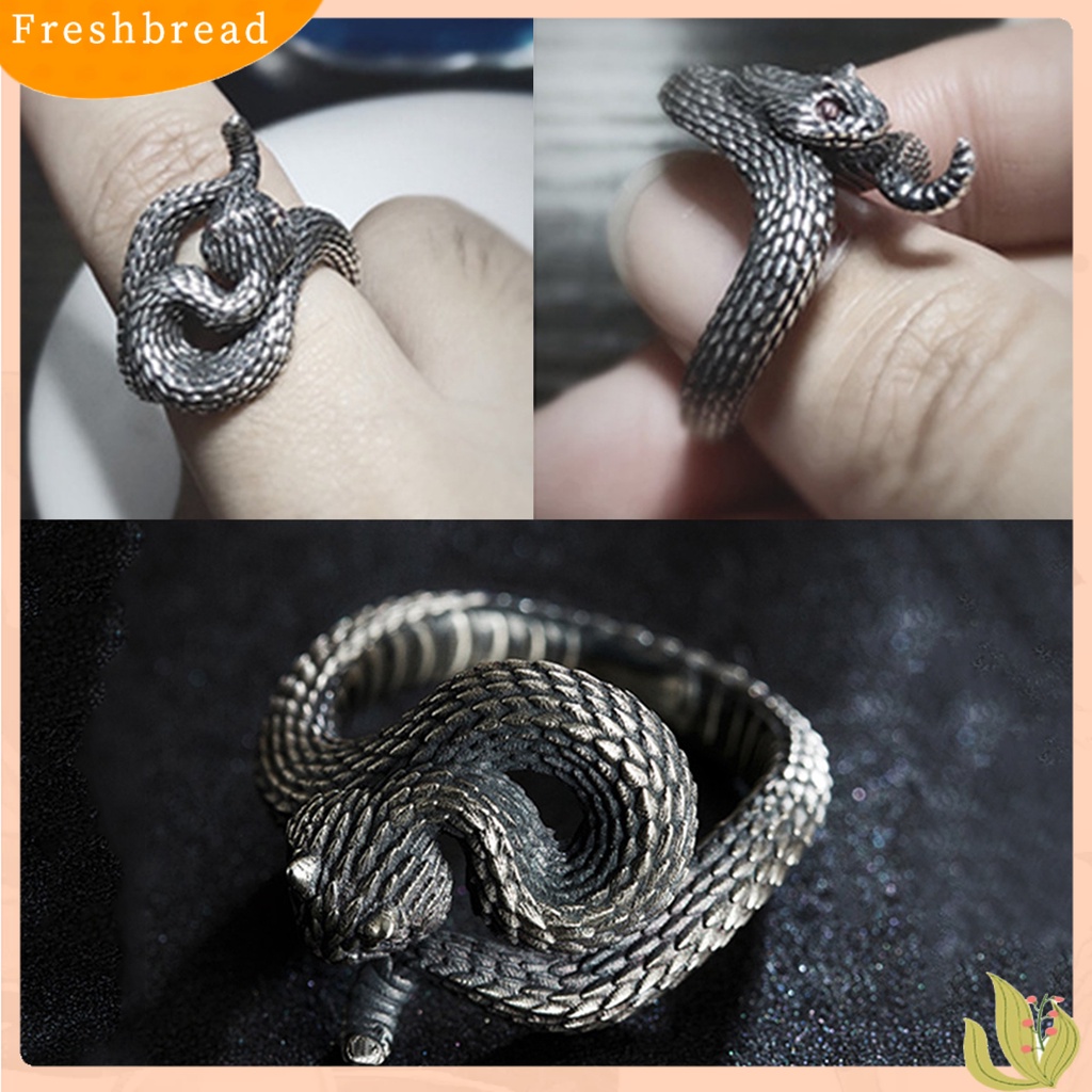 &lt; Freshbread &gt; Cincin Bungkus Pembukaan Adjustable Punk Hip Hop Alloy Bentuk Ular Untuk Pesta Cocktail