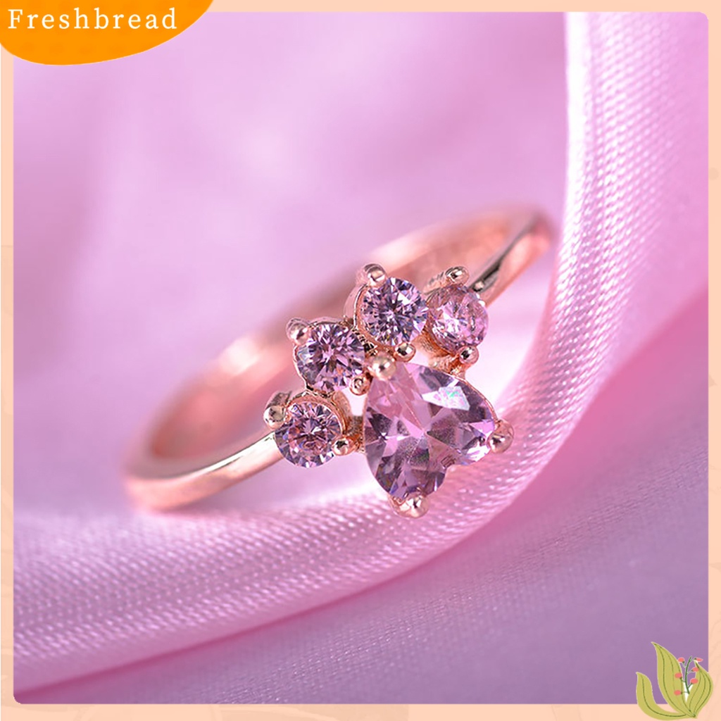 &lt; Freshbread &gt; Cincin Desain Cats Paw Adjustable Alloy Wanita Cincin Bukaan Bulat Untuk Pesta