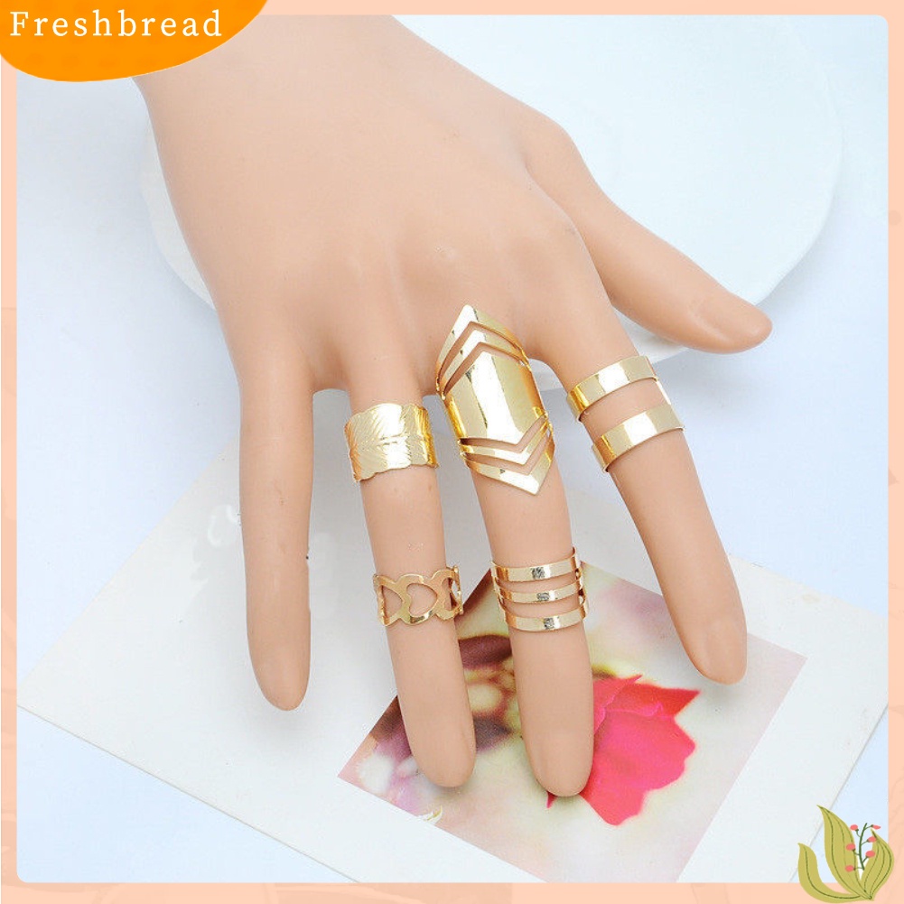 &lt; Freshbread &gt; 5Pcs/Set Wanita Fashion Berongga Midi Jari Di Atas Knuckle Stacking Rings