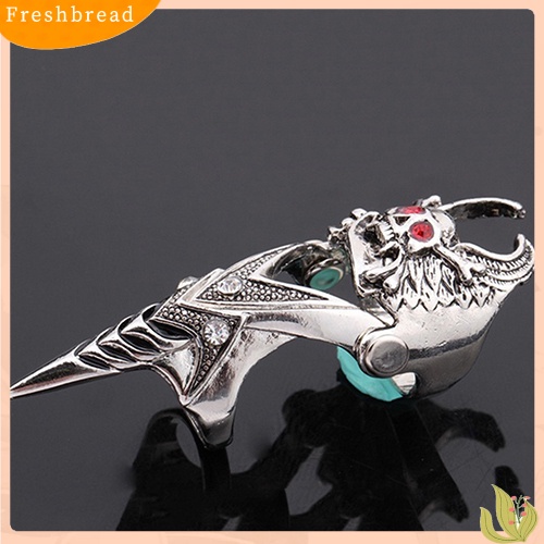 &lt; Freshbread &gt; Fashion Pria Gothic Punk 2steps Skull Joint Knight Finger Cincin Baja Titanium