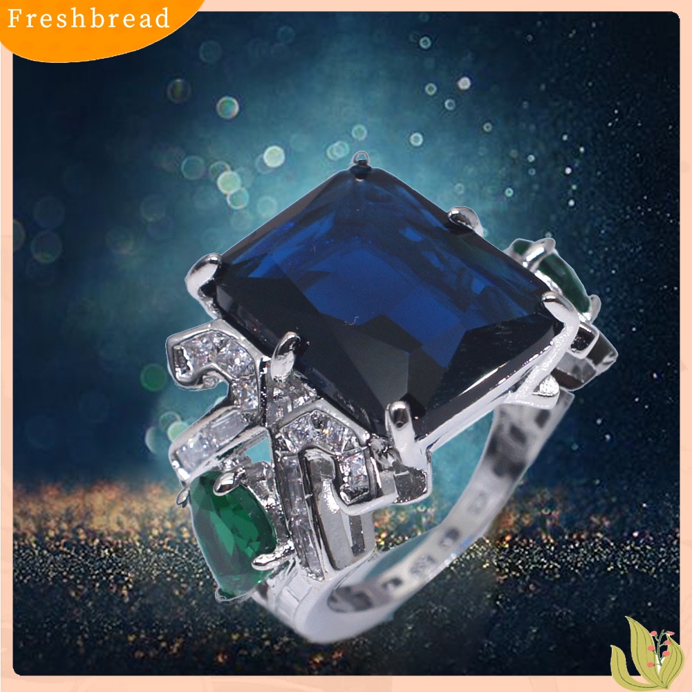 &lt; Freshbread &gt; Mewah Persegi Besar Faux Topaz Wanita Jari Cincin Pesta Perjamuan Perhiasan Dekorasi