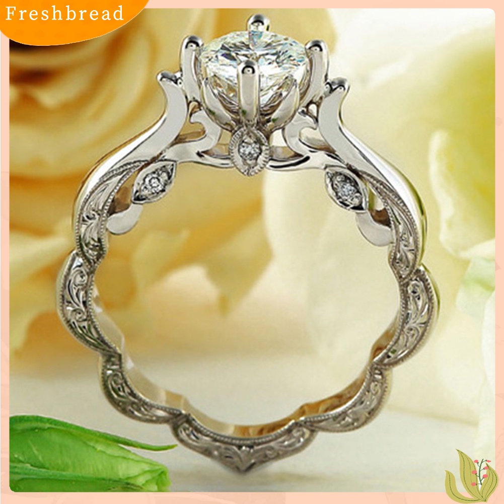 &lt; Freshbread &gt; Vintage Berlian Imitasi Bertatahkan Ukiran Jari Cincin Wanita Pesta Pernikahan Perhiasan Hadiah