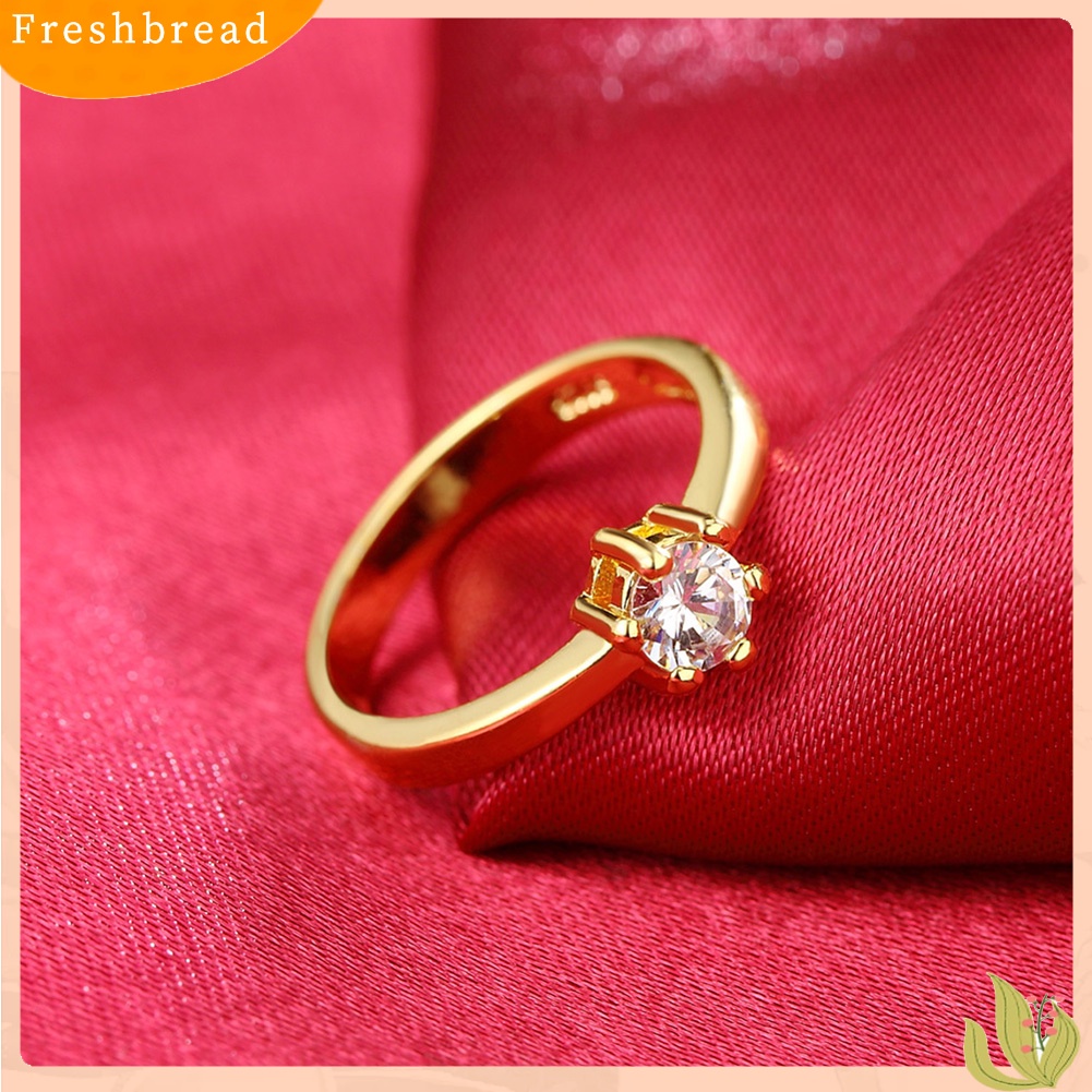 &lt; Freshbread &gt; Fashion Wanita Cubic Zirconia Disepuh Pernikahan Pertunangan Jari Cincin Perhiasan Hadiah