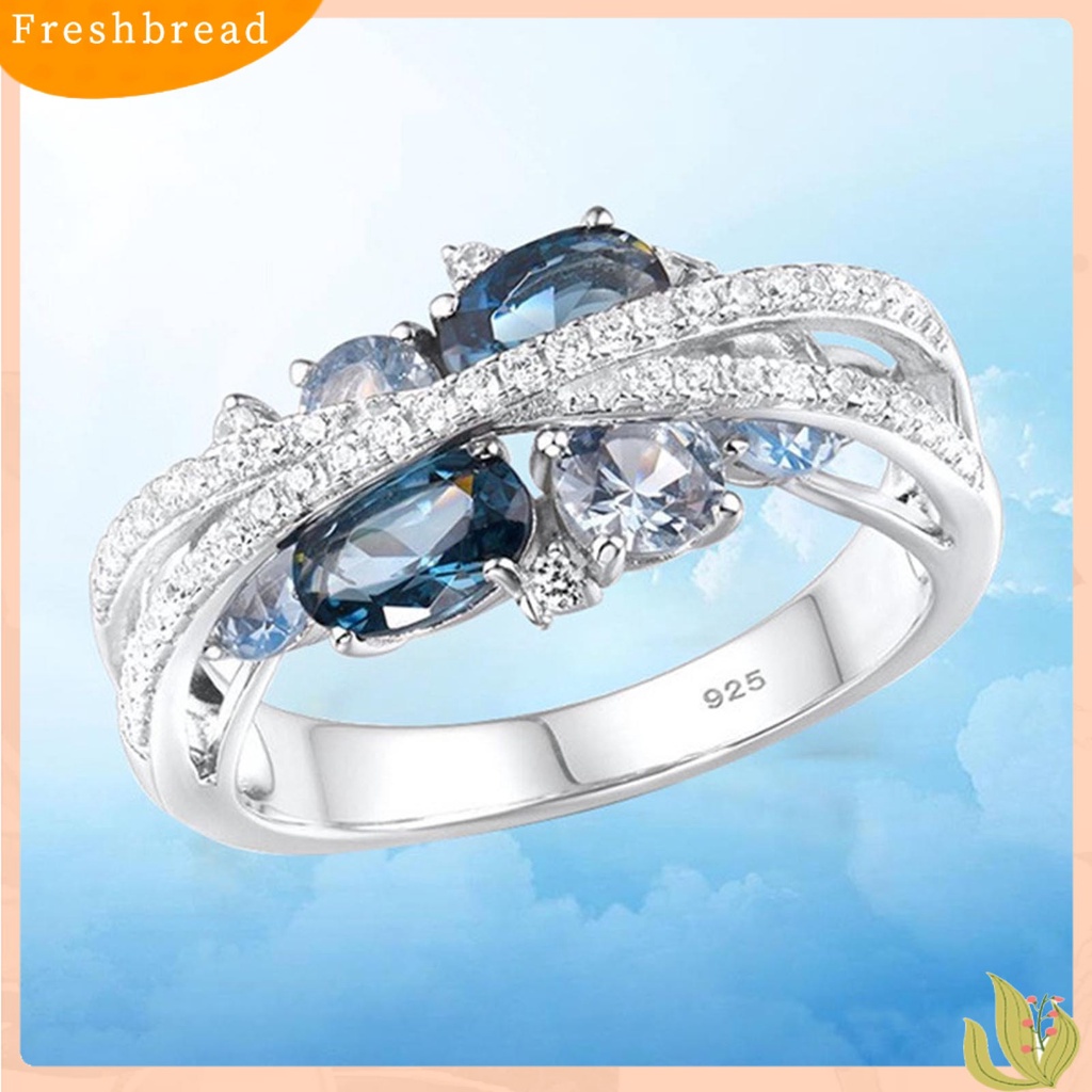 &lt; Freshbread &gt; Cincin Wanita Bentuk X Cubic Zirconia Perhiasan Vintage Bright Luster Ring Untuk Pakaian Sehari-Hari