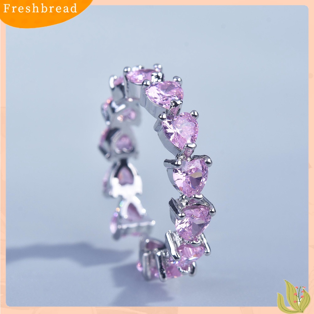 &lt; Freshbread &gt; Cincin Jari Bentuk Hati Berlian Imitasi Wanita Adjustable Pengerjaan Halus Ring Untuk Pacaran