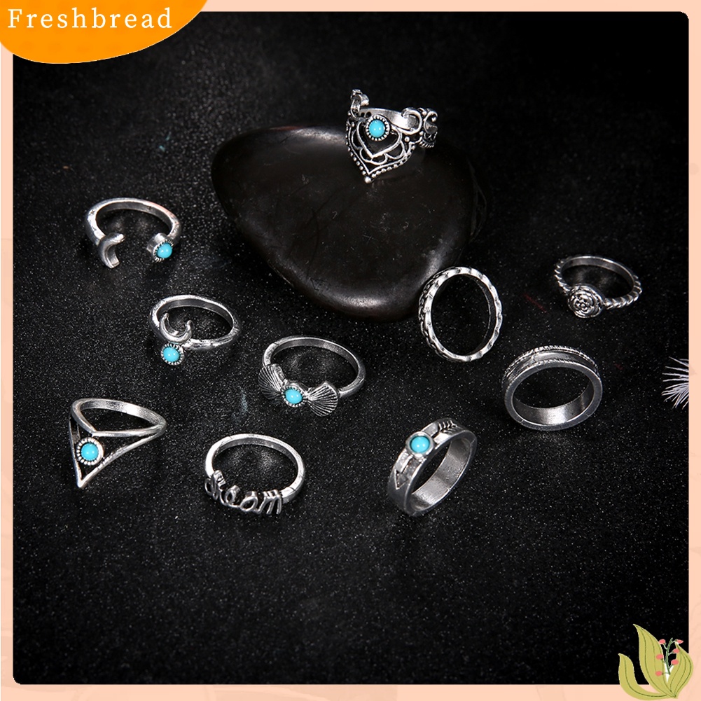 &lt; Freshbread &gt; Wanita Bohemia Palsu Turquoise Fingers Knuckle Rings Perhiasan Pesta Pernikahan