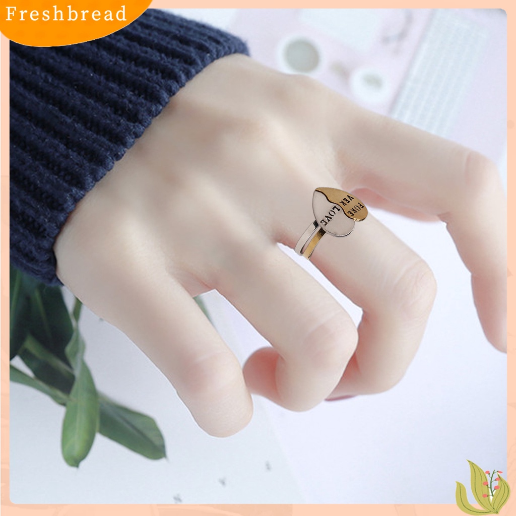 &lt; Freshbread &gt; 2Pcs/Set Cincin Fashion Indah Alloy Stackable Heart Decor Couple Ring Untuk Kehidupan Sehari-Hari