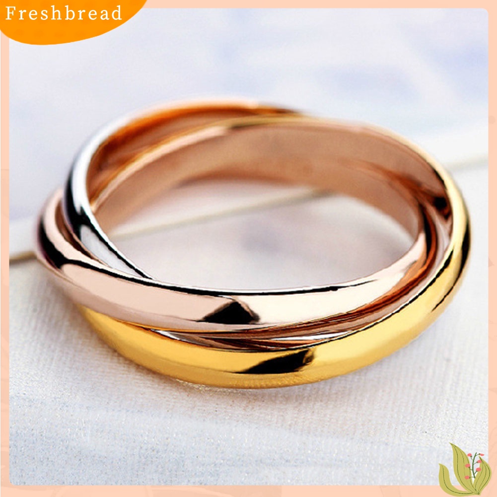 &lt; Freshbread &gt; Pesta Wanita Minimalis Terkait Tiga Lingkaran Jari Cincin Perhiasan Hadiah Valentine