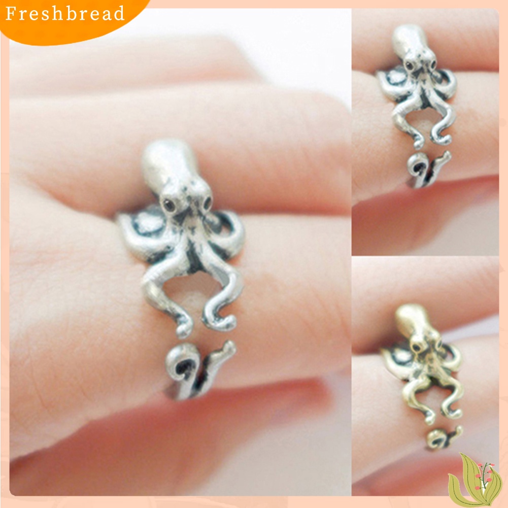 &lt; Freshbread &gt; Wanita Pria Retro Cincin Gurita Yang Dapat Disesuaikan Cincin Buku Jari Hewan Perhiasan Fashion