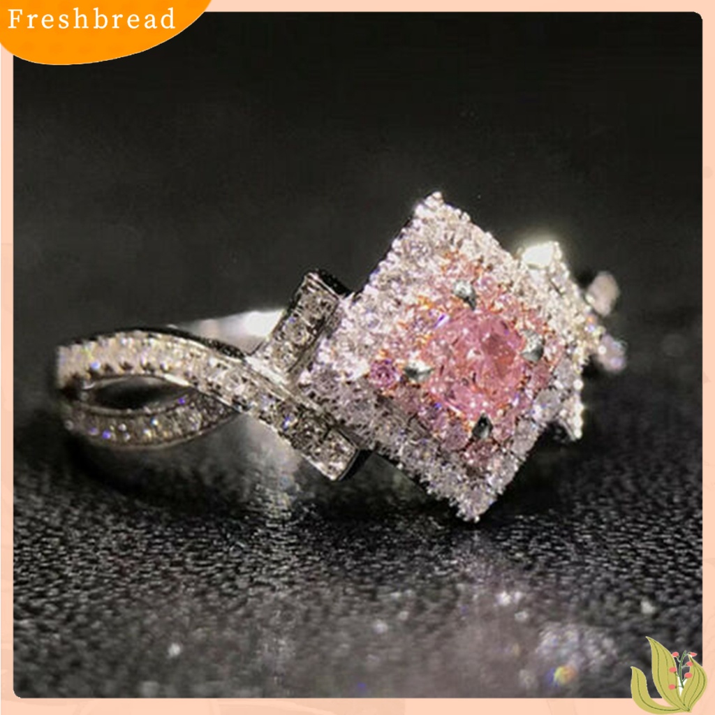 < Freshbread > Cincin Persegi Cubic Zirconia All-Matched Alloy Pengantin Wanita Pernikahan Berlian Imitasi Finger Band Untuk Wanita