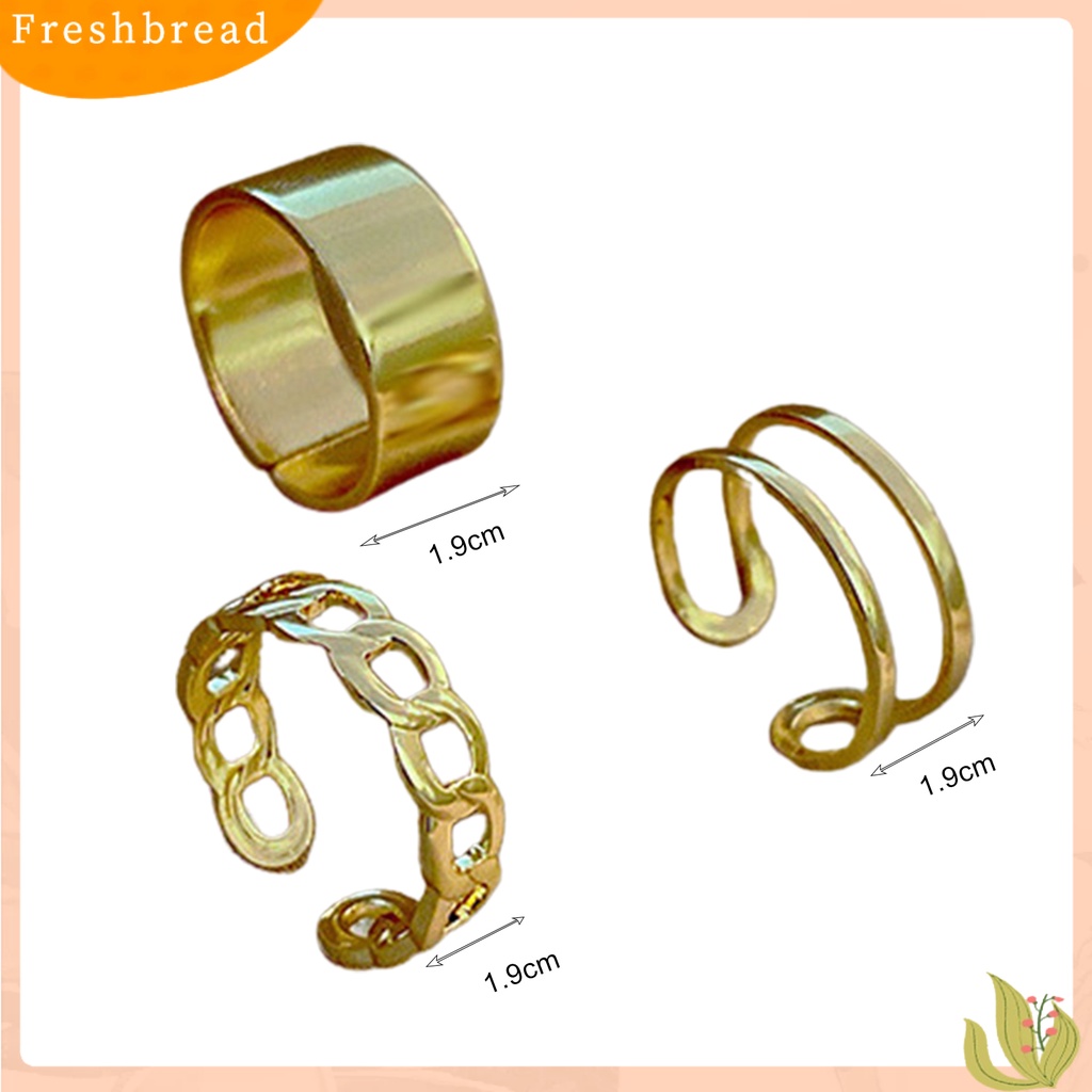 &lt; Freshbread &gt; 3Pcs/Set Keren Stackable Open Adjustable Finger Ring Knuckle Ring Perhiasan Aksesori
