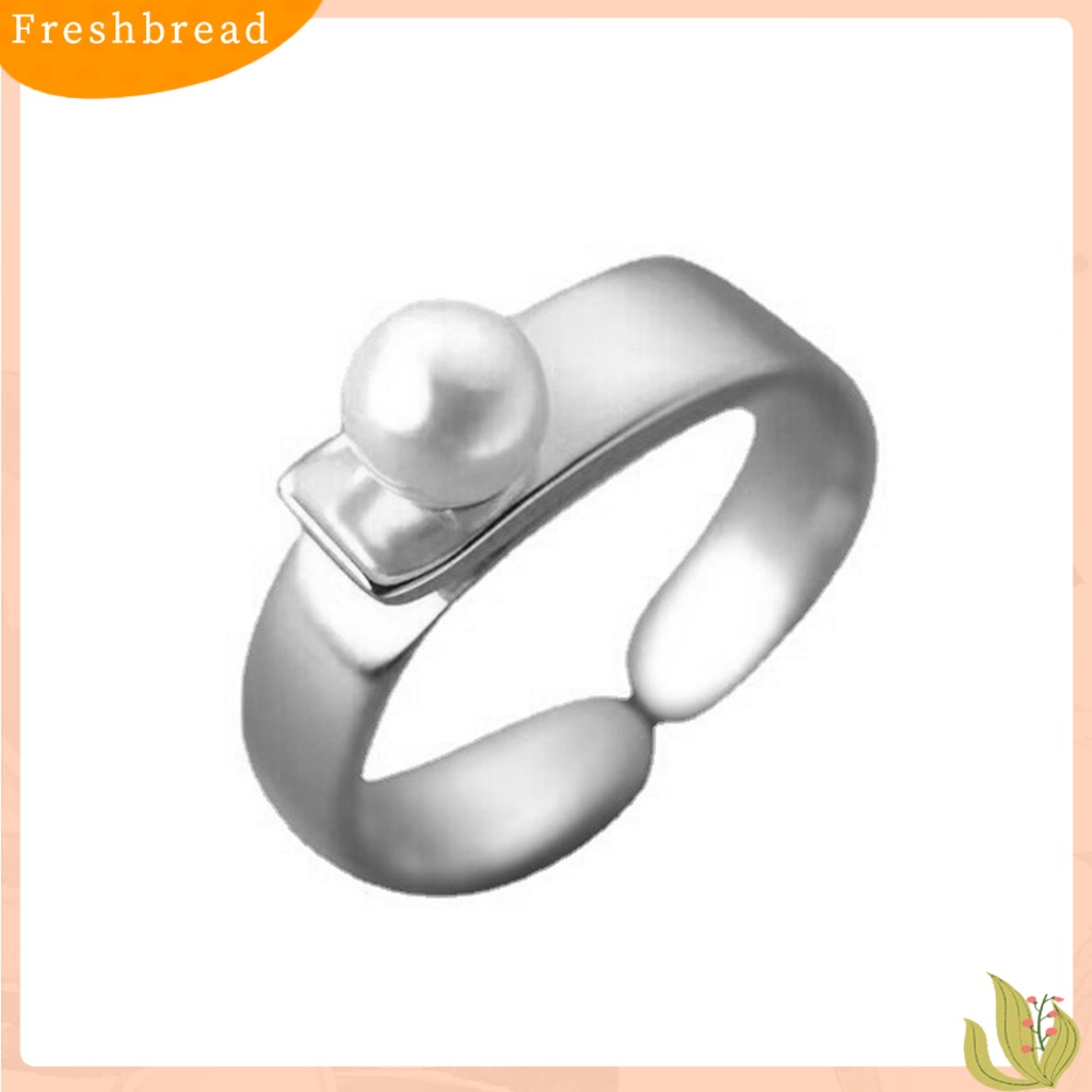 &lt; Freshbread &gt; Cincin Jari Trendi Minimalis Elegan Ringan Mewah Halus Hias Tembaga Desain Mutiara Imitasi Cincin Pesta Perhiasan Aksesori