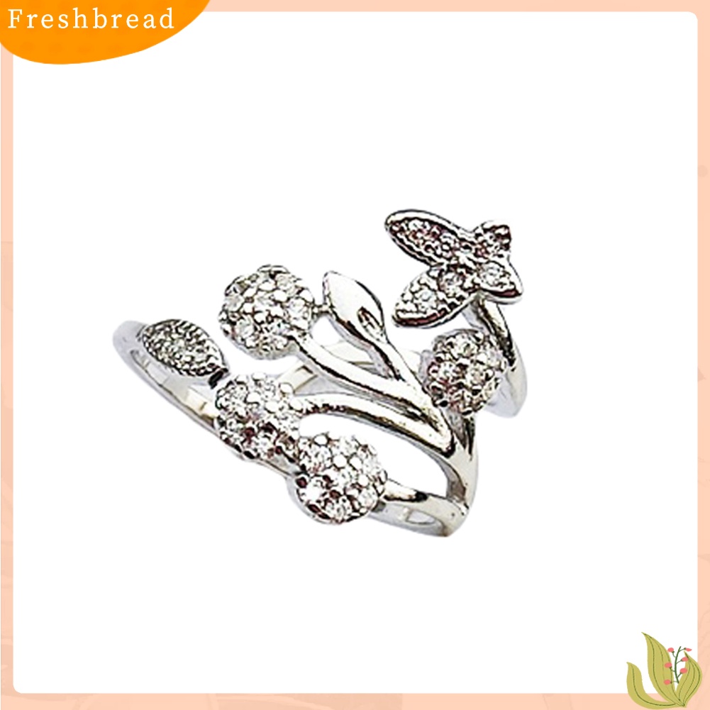&lt; Freshbread &gt; Cincin Tunangan Desain Kupu-Kupu Perhiasan Silver Lovely Untuk Wanita Perempuan Lady