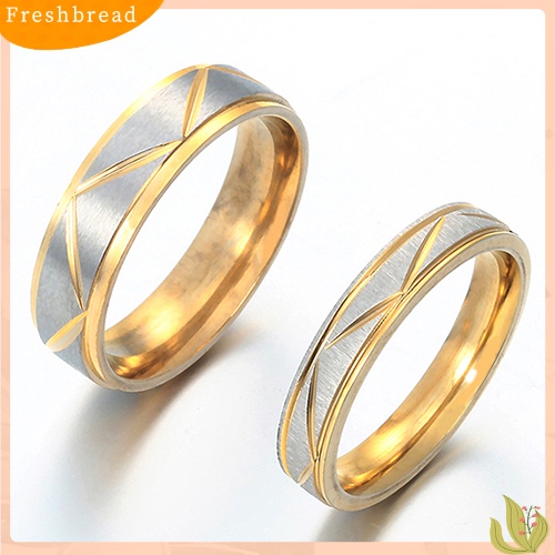 &lt; Freshbread &gt; Wanita Pria Cincin Pasangan Stainless Steel Pernikahan Band Janji Pertunangan Perhiasan