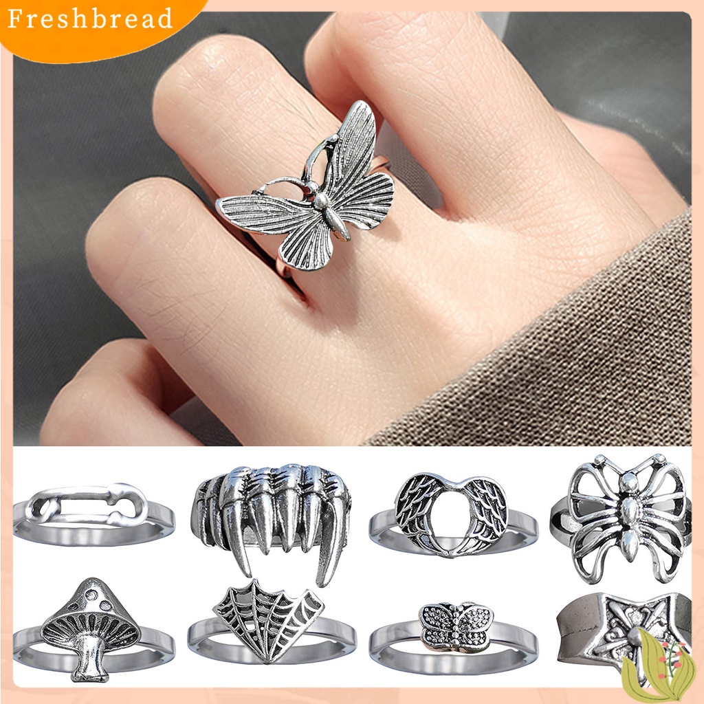 &lt; Freshbread &gt; Wanita Cincin Kepribadian Hias Gaya Eropa Fashion Retro Skeleton Silvering Finger Ring Untuk Pakaian Sehari-Hari