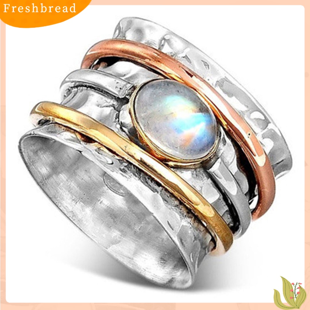 &lt; Freshbread &gt; Pria Cincin Bohemian Vintage Hias Turquoises Tiga Warna Jari Cincin Untuk Pacaran