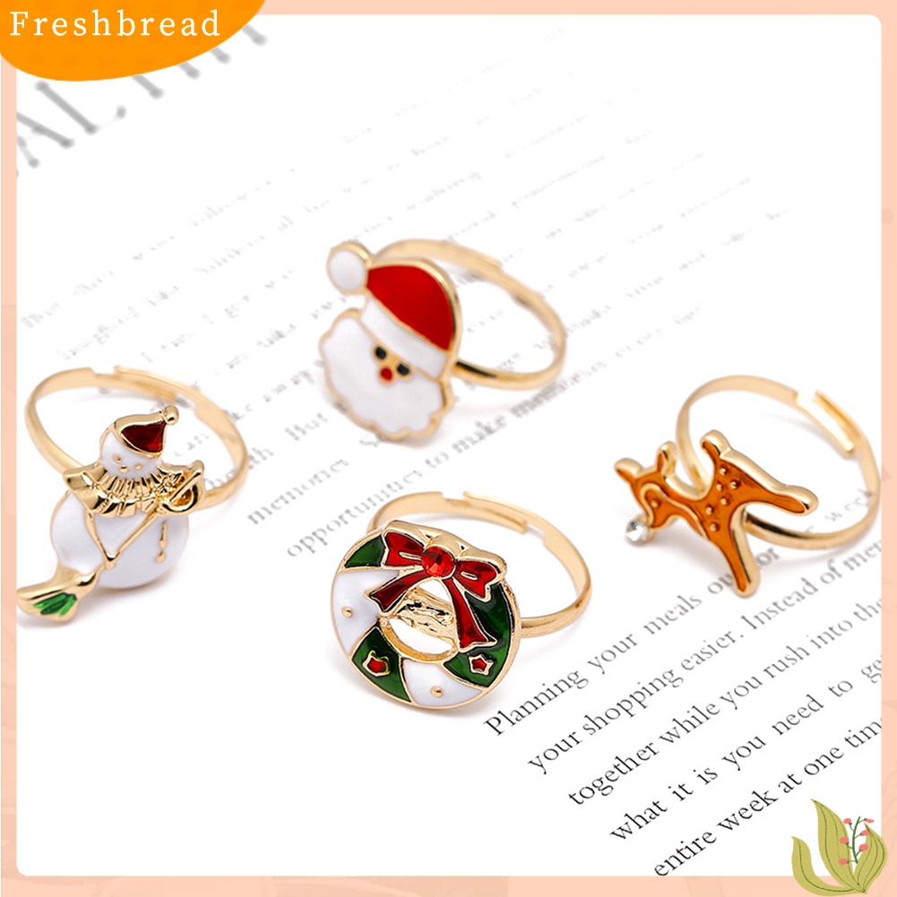< Freshbread > Perhiasan Natal Paduan Kartun Anak-Anak Snowman Elk Xmas Tree Snowflake Cincin Hadiah