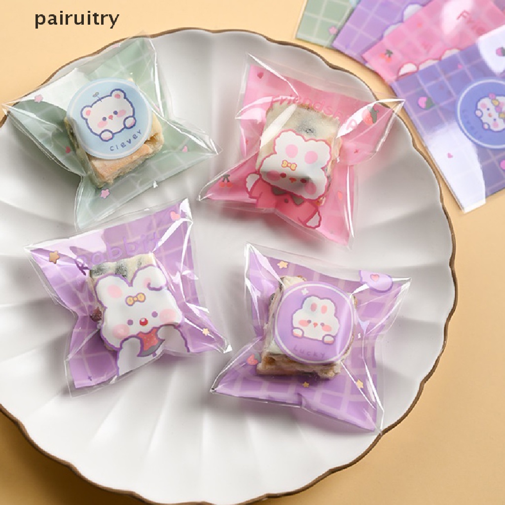 Prt 100Pcs Kantong Bingkisan Kue Bening Plastik Permen Cookies Biskuit Packaging Bags PRT