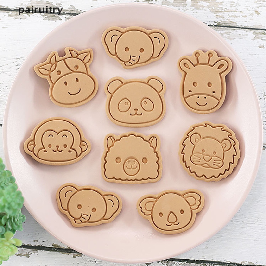 Prt 8PCS Kartun Hewan Cookie Pemotong Pressable Biskuit Cetakan Pesta Baking Mold PRT