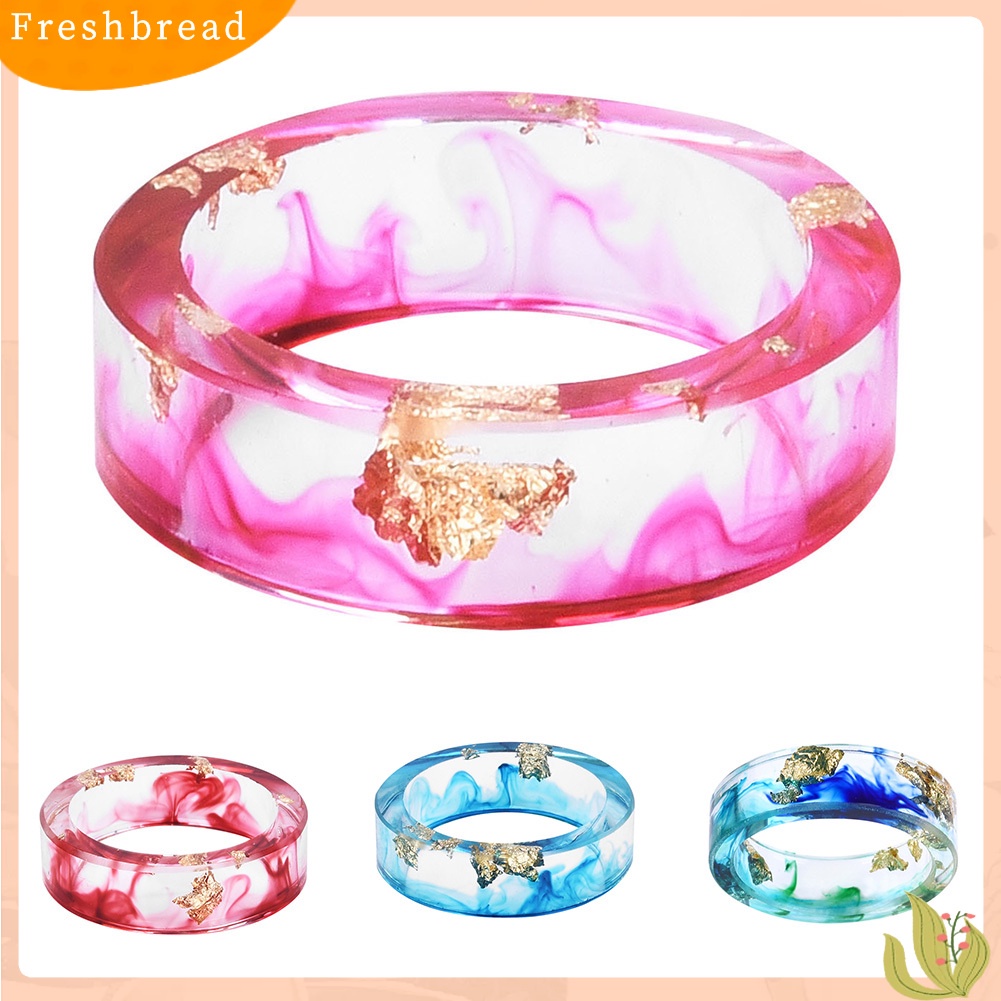 &lt; Freshbread &gt; Unisex Fashion Warna-Warni Tinta Foil Emas Transparan Resin Cincin Pesta Perhiasan Hadiah