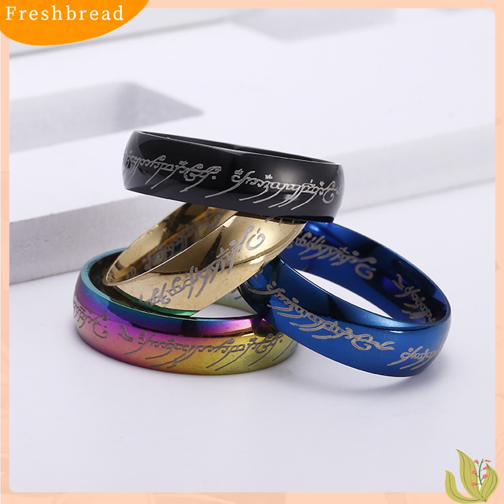 &lt; Freshbread &gt; Cincin Kawin Motif Huruf Hias Titanium Steel Pria Dan Wanita Band Finger Ring Untuk Pesta