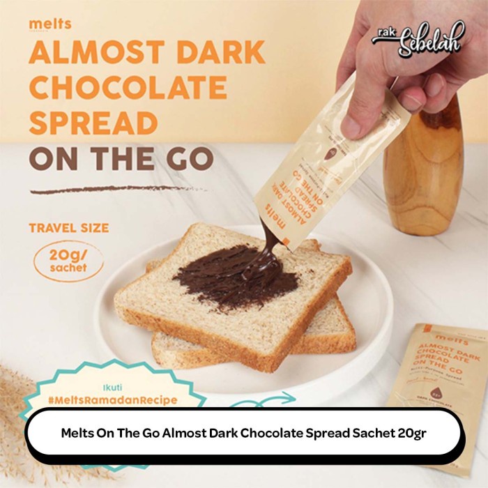 Melts On The Go Almost Dark Chocolate Spread Sachet 20gr Selai Cokelat Vegan | Plant Based | Healthy