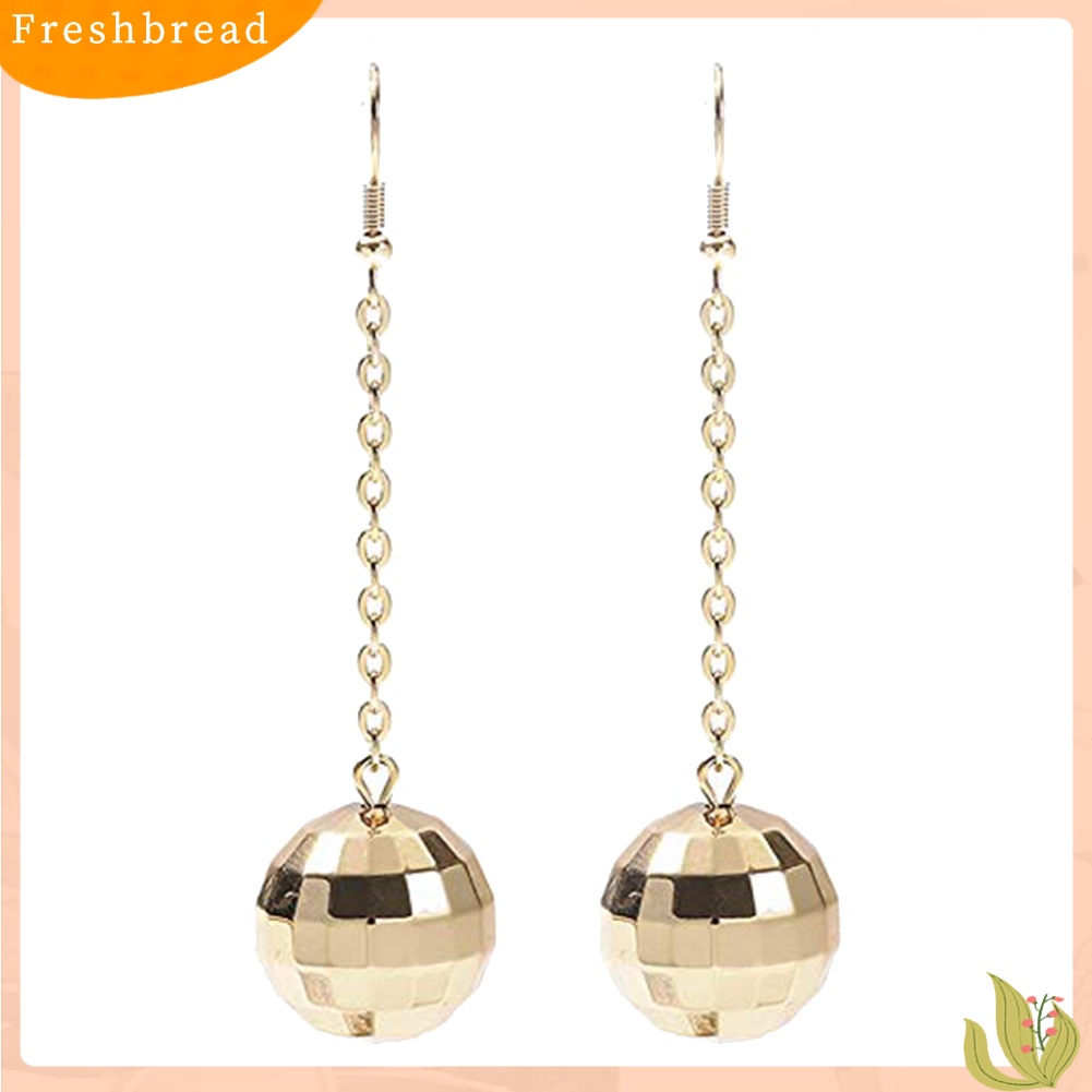 &lt; Freshbread &gt; Wanita Fashion Bola Disko Rumbai Panjang Menjuntai Kait Anting Pesta Perhiasan Hadiah