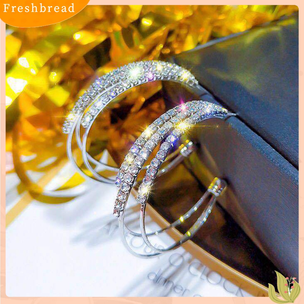 &lt; Freshbread &gt; Wanita Berlian Imitasi Multi C Bentuk Lingkaran Hoop Anting Pernyataan Pesta Perhiasan Hadiah