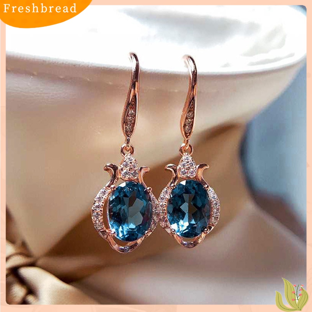 &lt; Freshbread &gt; 1pasang Anting Kait Imitasi Topaz Berlian Imitasi Wanita Kilau Terang Tahan Lama Drop Earrings Untuk Pernikahan