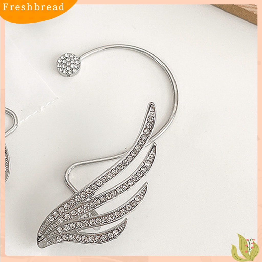 &lt; Freshbread &gt; 1Pc Mewah Romantis Telinga Manset Alloy Sayap Malaikat Berlian Imitasi Anting Pesta Perhiasan