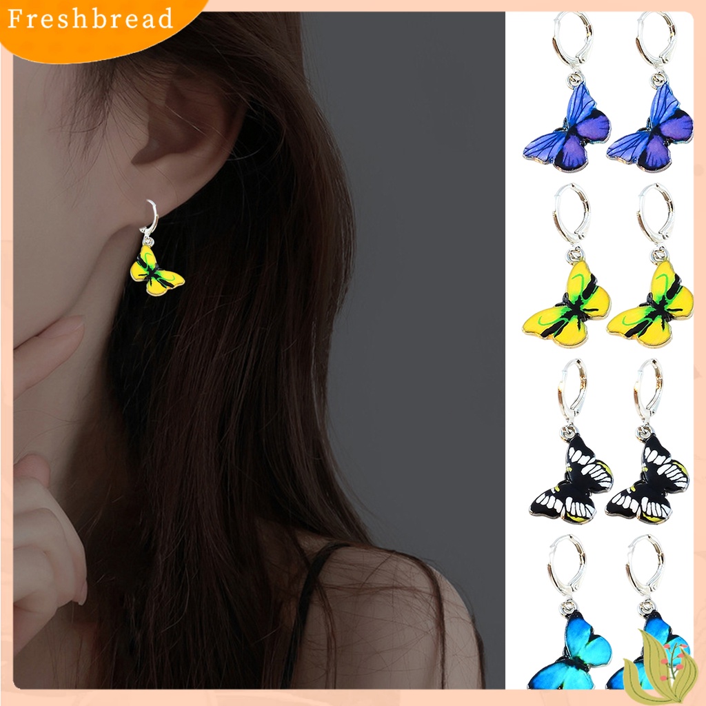 &lt; Freshbread &gt; 1pasang Wanita Menjuntai Anting Bentuk Hewan Indah High-end Kupu-Kupu Liontin Lady Hoop Earrings Perhiasan Perempuan