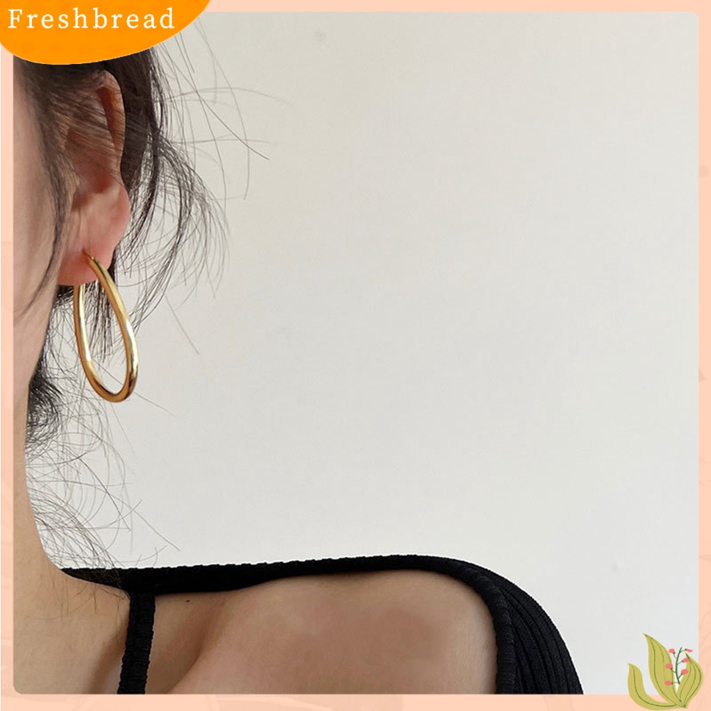 &lt; Freshbread &gt; 1pasang Drop Anting Berlebihan Berongga Besar Tetesan Air Dipoles Warna Emas Perak Wanita Anting Perhiasan Fashion