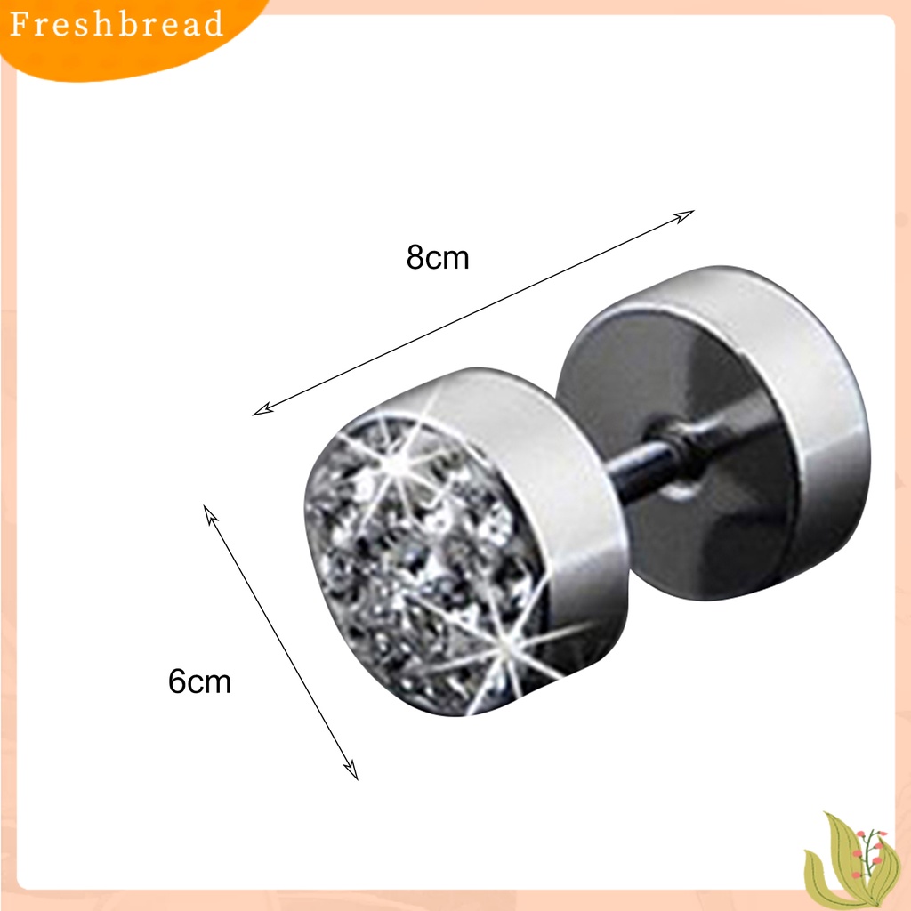 &lt; Freshbread &gt; Ear Studs Rhinestone Decor Anti-Korosi Giwang Telinga Barbel Pria Stainless steel Untuk Pesta