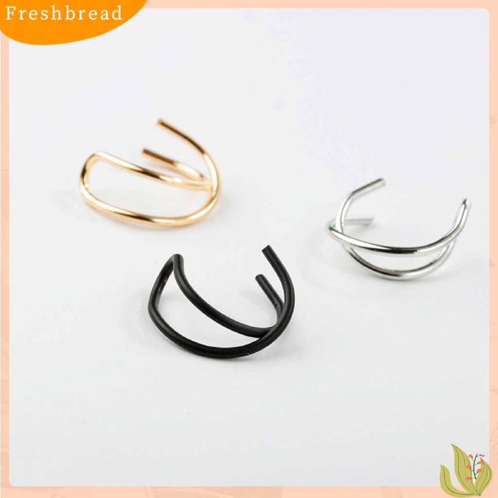 &lt; Freshbread &gt; 1pc Klip Telinga Gaya Simple Anting Elegan Lapisan Ganda Tanpa Tindik Untuk Kehidupan Sehari-Hari